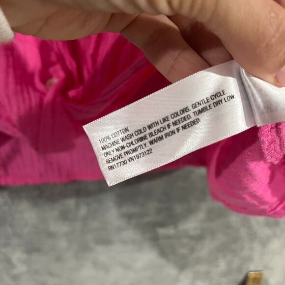 Universal Thread Short Sleeve Gauze Cotton Twist-Front Button Shirt XL Pink - Picture 4 of 7